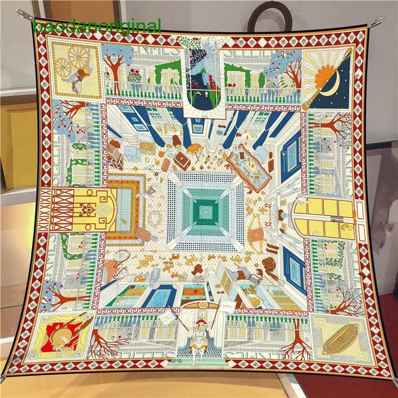 

Hemres Designer Scarves New Twill Silk Spring Summer Printed Sun Protection Square Scarves and Decorations