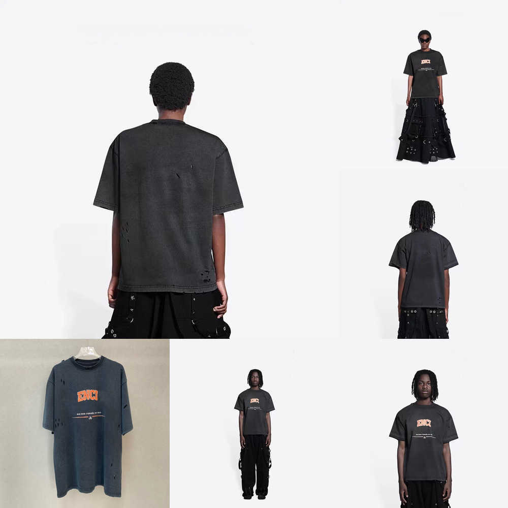 

Letter Summer Spring abrasion hole printed Tee Luxury Fashion France Paris t-shirts Men women Oversize Maison High Street cotton thsirt 0C77