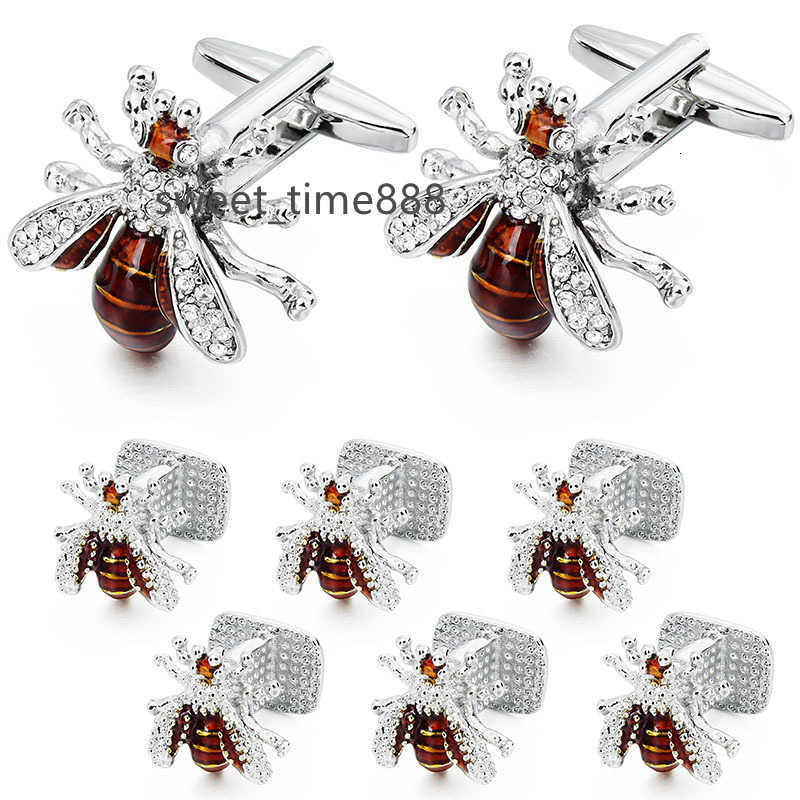 

Cuff Links HAWSON Crystal Bee Cufflinks and Studs Set for Men Tuxedo Luxury Gift party bee cufflinks with box mens 221130