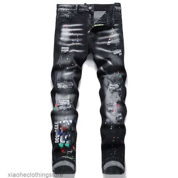 

linen Designer pants jeans pants mens Hip Hop Men Jeans Distressed Ripped Biker Slim Fit Motorcycle Denim For Men 8OJT NRAB