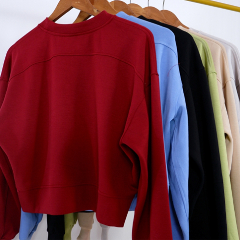 

LL Women Yoga Outfit Sweatshirts Hoodie Loose Long Sleeve Crop Top Fitness Workout High Elasticity Crew Neck Sweatshirts Gym Running Women's, 0013