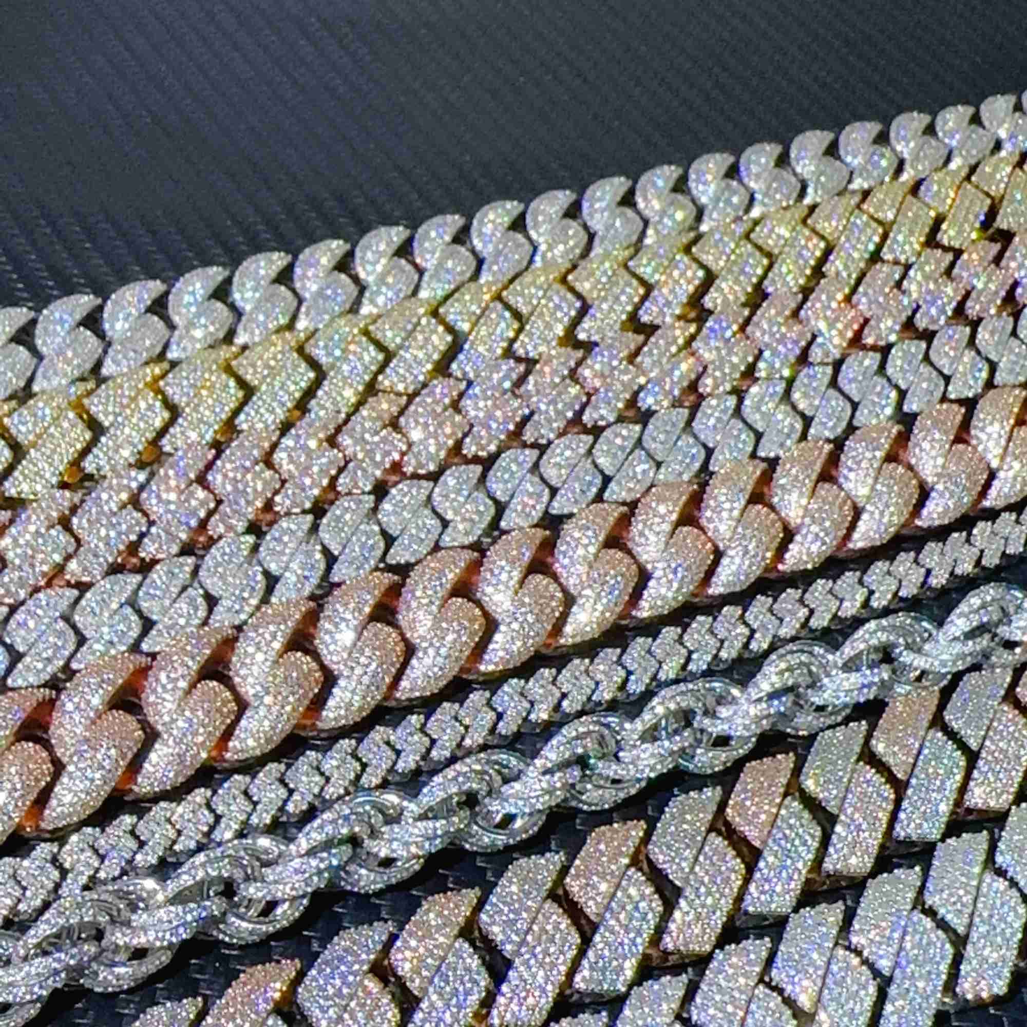 

Custom Miami American Necklace Sterling Silver 925 Vvs Moissanite Iced Out Diamond Hip Hop Jewelry Cuban Link Chain