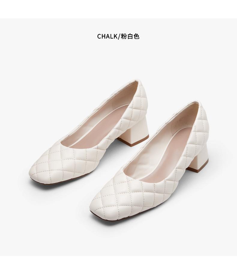 

Dress Shoes Spring 2023 Style With Square Head And Plaid Upper For Ladies Single Shoe Thick Shallow Mouth Mary Jane, Black