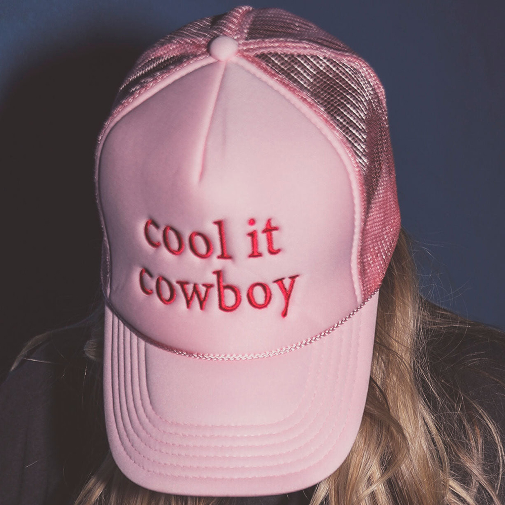 

Cool It Cowboy Trucker Hat Girly Pink Summer Woman Embroider Mesh Cap Mom Hats