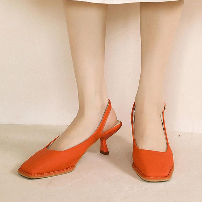 

Sandals Women Summer 2023 Mid Heel Solid Back Strap Buckle Casual Shoes Sandalias Mujer Elegant Sexy Ladies Zapatos, Pink