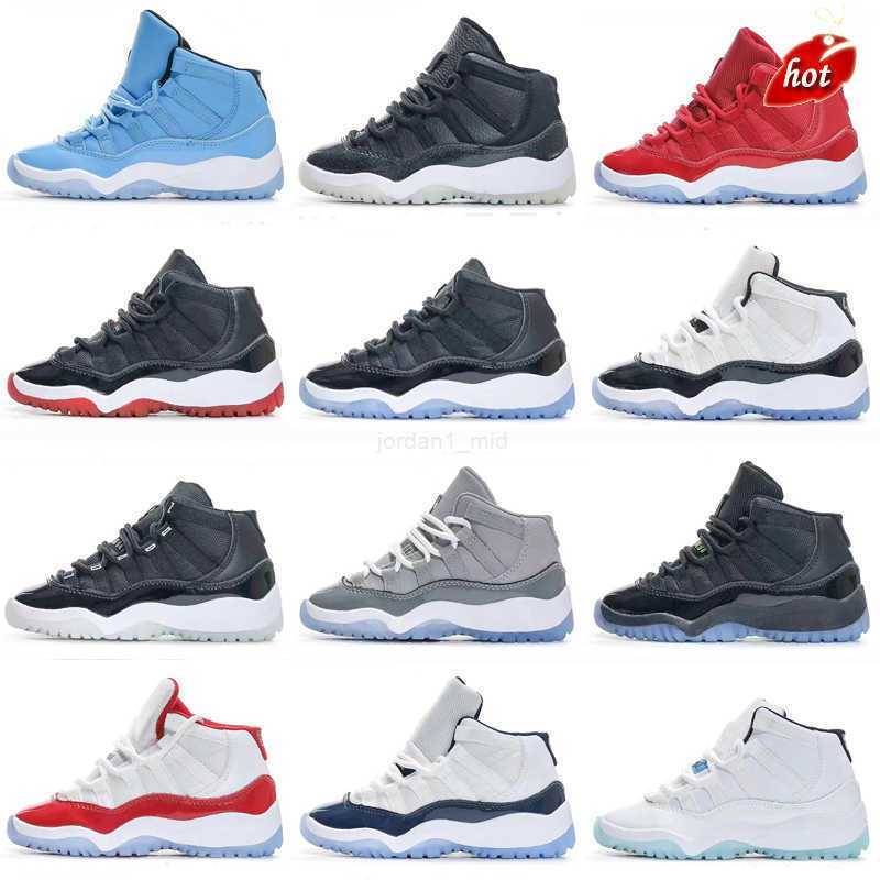 

OG Jumpman 11 11s Cherry Kids Baskeball Shoes For Toddlers Boys Girls Children Outdoor Sports Sneakers University Blue Cool Grey Space Jam, As shown 33