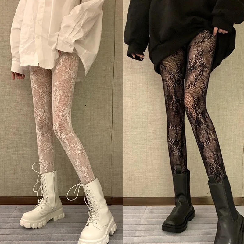 

Socks Hosiery Classic Lolita Hollowed Out Lace Mesh Stockings Bottomed Pantyhose Japanese Retro Floral Rattan White Stocking Tights 230512, Black8