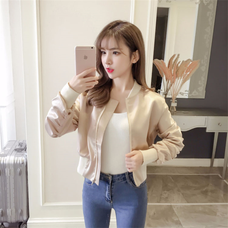 

Women's Jackets Spring Women Fashion Short Coat Loose Bomber Jacket Female Korean Student All-match Ins High Waist Baseball UniformWomen's, Armygreen