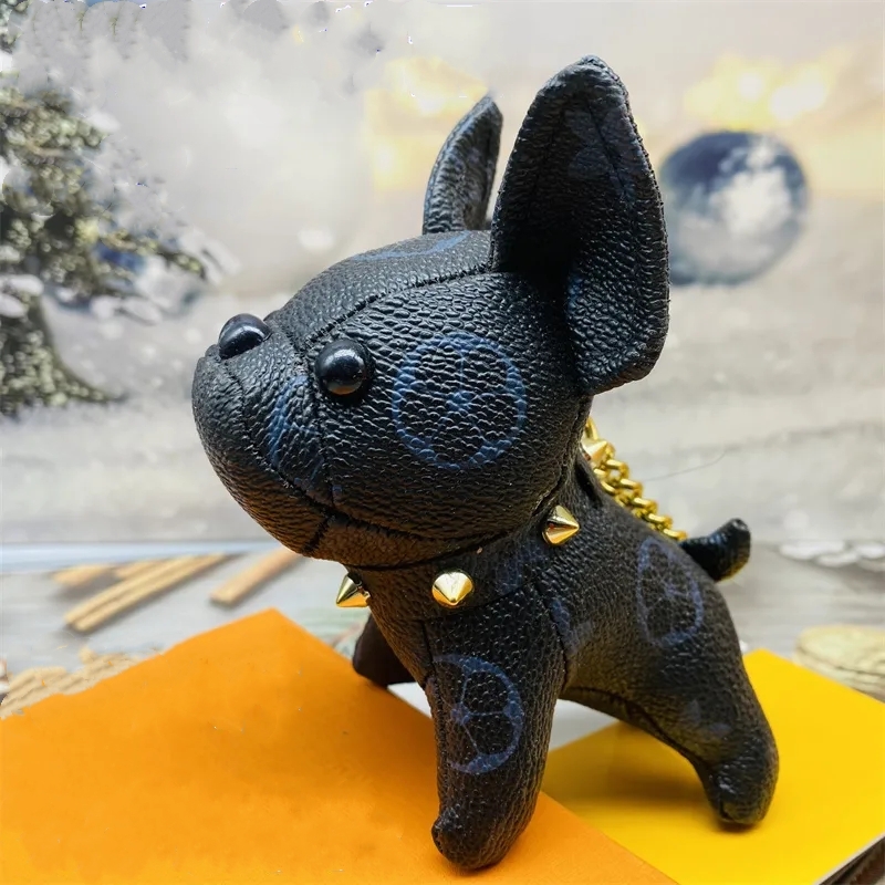 Designer High Quality French Bulldog Dog Keychain Car Interior Decoration Leather Bag Pendant Wholesale Volume Large Discount Multicolor 419