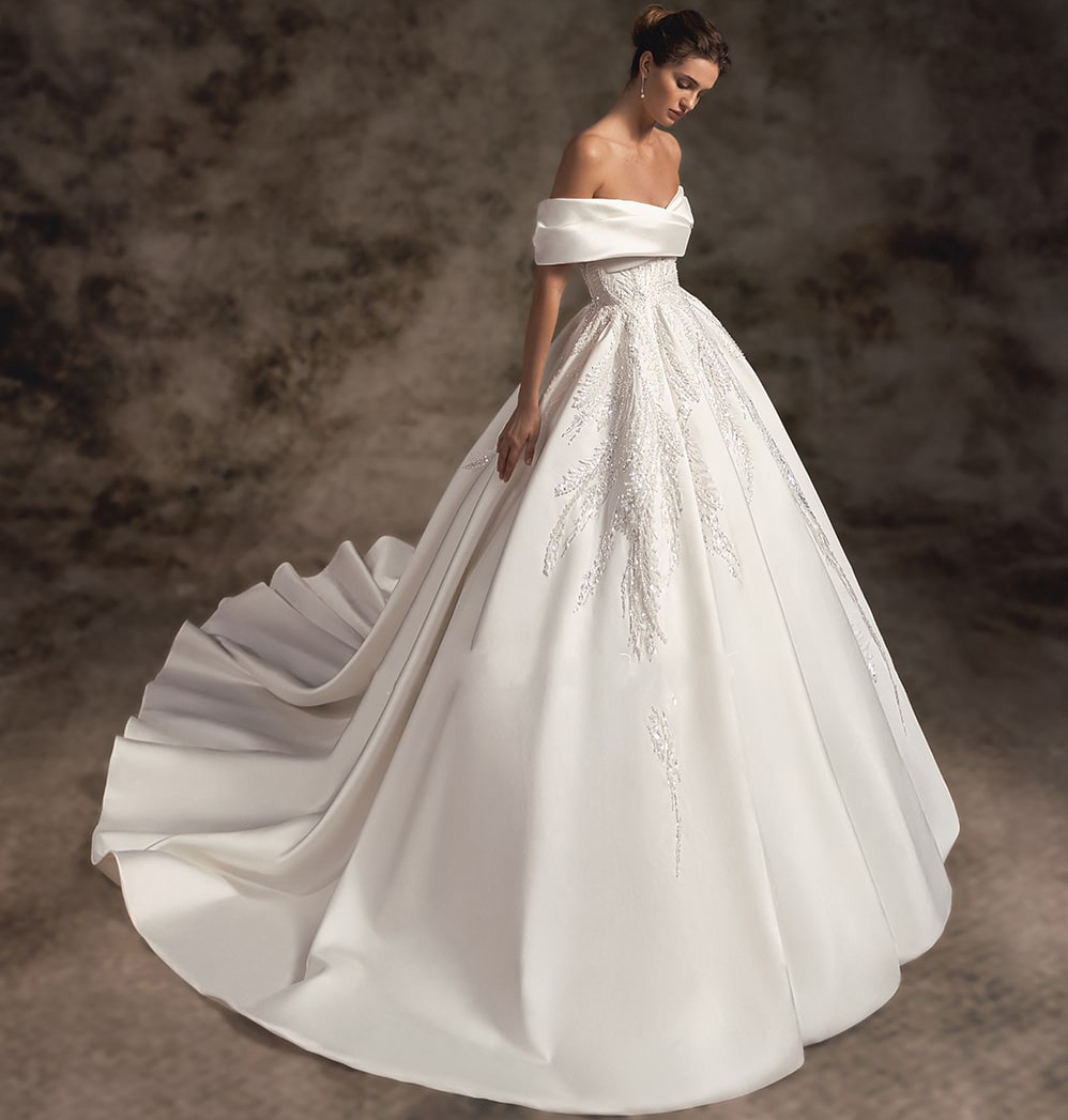High Quality Satin A-Line Wedding Dress Beaded Pearls Embroidery Appliques Off The Shoulder Bridal Party Gowns Vestidos De Novia Custom Made