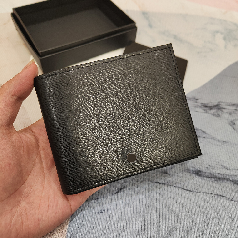

luxury leather fashion bag designer wallet vintage tote bags man classic card holder coin purse with box dust bag, Black with box