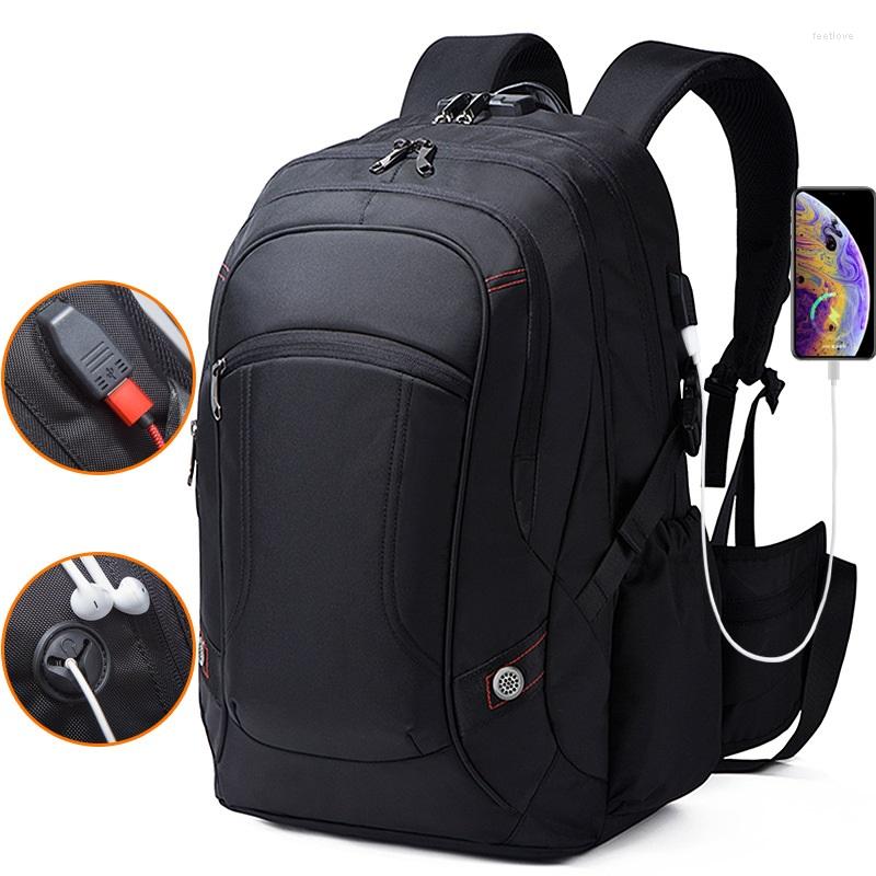 

Backpack Multifunctional USB Charging Men's Large Capacity Waterproof Schoolbag Travel Bags With Anti-theft Combination Lock, Grey