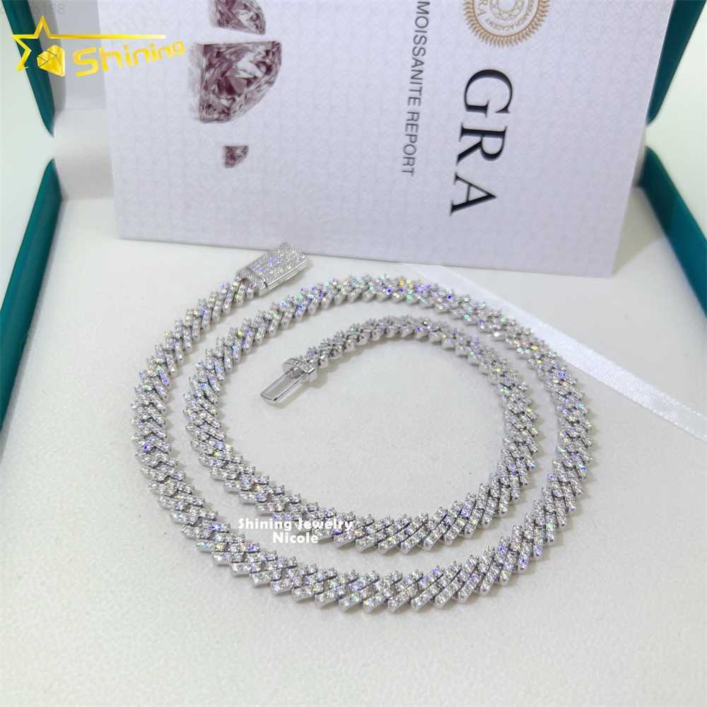 

Wholesale Best Quality Sparkle Hip Hop Iced Out Moissanite Necklace 8mm Sterling Silver Cuban Link Chain