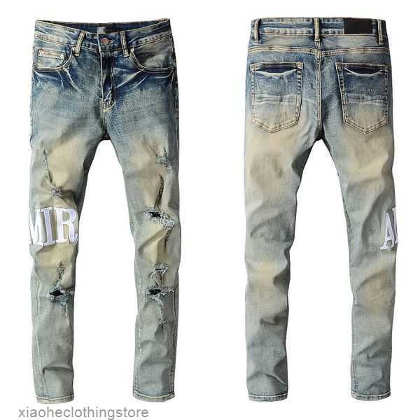 

Designers Jeans Distressed France Fashion Luxurys Pierre Straight Mens Biker Hole Stretch Denim Casual Jean Men Skinny Pants Elasticity Male Ripped Trousers I6OD
