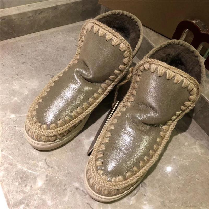 

Boots Women's Shoes Winter Snow Patent Leather Rubber Sole Fur Wool Round Toe Flats Ankle Booties Womens, Picture shown