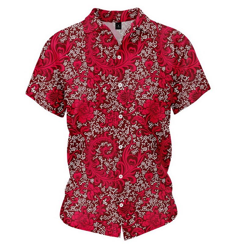 

Men's Casual Shirts Summer Hawaiian Digital 3D Printed Short-Sleeved Shirt Euro Size Fashion Beach Men LapelMen's, As picture 10