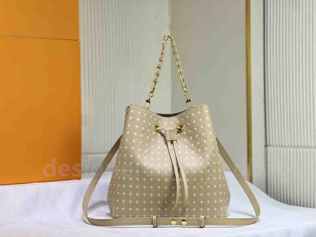 

Braided Neonoe BB Designer Drawstring Bucket Bag M22598 black 22599 yellow 23SS Nano Monograms pattern Chain Leather Strap Handbag Women Luxurys Designers Bags, Yellow m22599