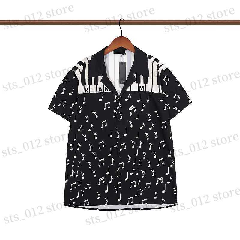 

Men's Casual Shirts 2023 New Designer designer t shirt AMIIRR Mens Shirts Fashion printing Trend Brand short Sleeve US Size M-3XL T230512, Ivory