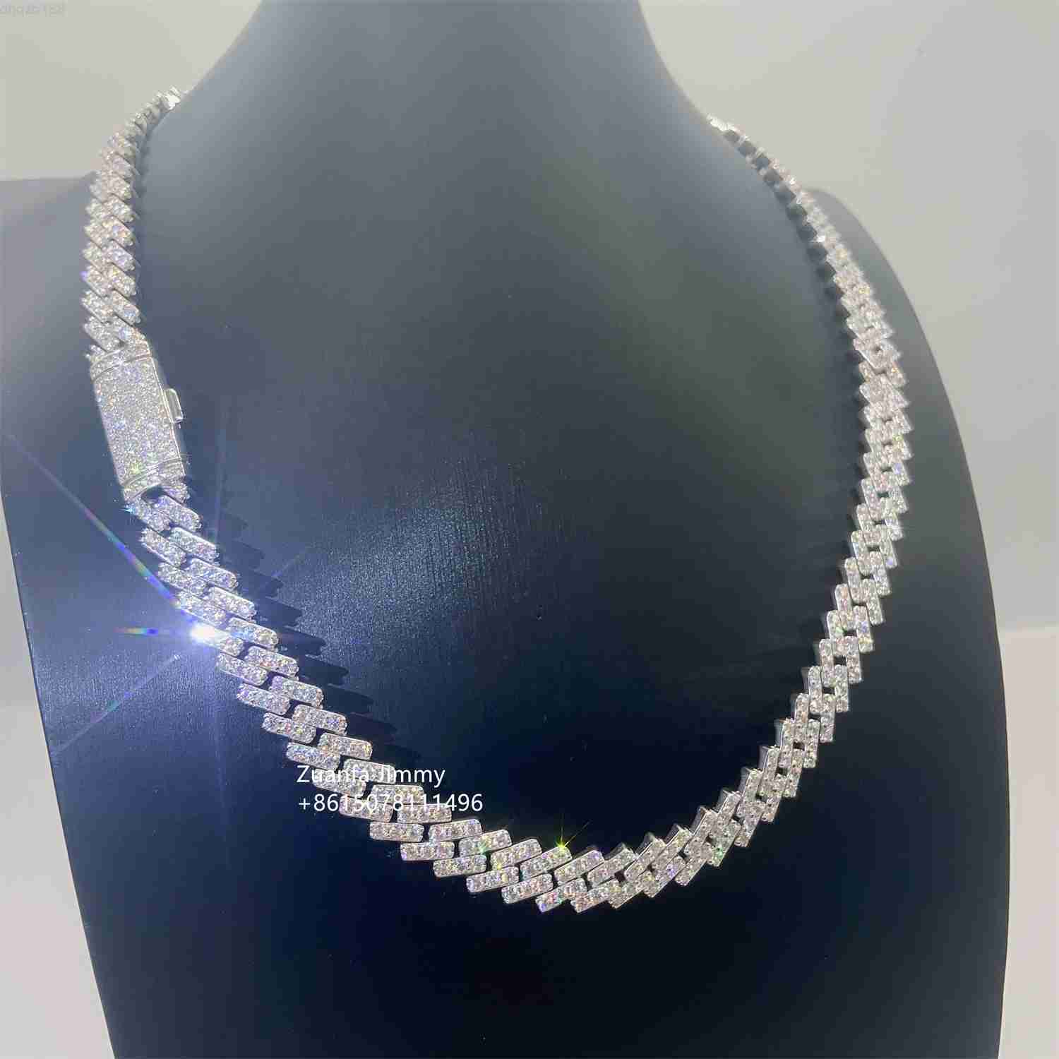 

Hot Selling Pass Diamond Tester 7mm 8mm 10mm Pass Diamond Tester Iced Out Hip Hop Vvs1 Moissanite Cuban Chain Necklace