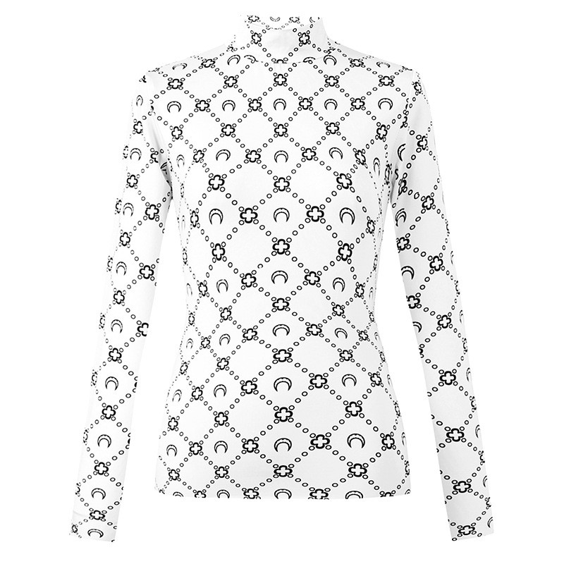 

Designer Sexy Lace Female Womens T Shirt Mesh Tops See Through Moon T Shirt Women Long Sleeve Turtleneck Tshirt Slim Bodycon Base Top Tees s-xxL Wholesale