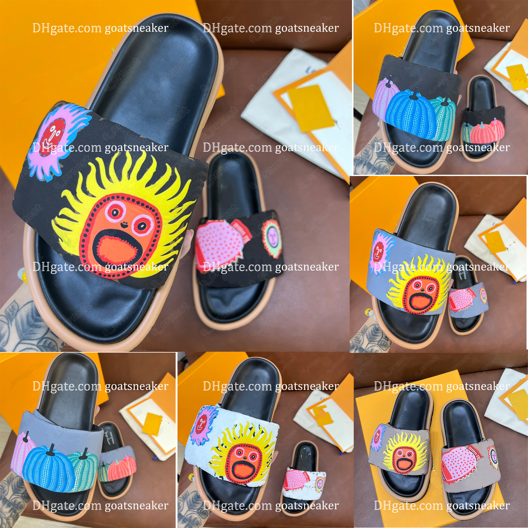 

Beach Slippers Slides x YK Pool Pillow Comfort Embossed Pool Pillow Mules Women Designer Sandals Flat Comfort Mules Padded Front Strap Slippers size 35-45 shoes