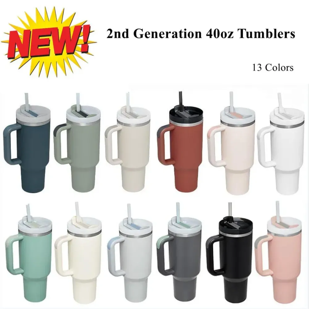 

Stanley New 40oz Hot Pink H2.0 Stainless Steel Tumblers Cups With Silicone Handle Lid Straw 2nd Generation Big Capacity Travel Car Mugs Vacuum Water Bottles