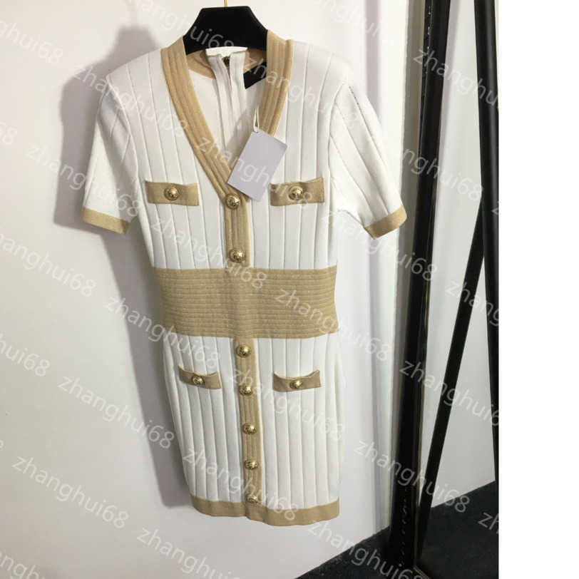 

23ss womens designer clothing women dresses summer Dress Color matching bag edge short sleeve knitted dress High quality womens clothing a1, 15