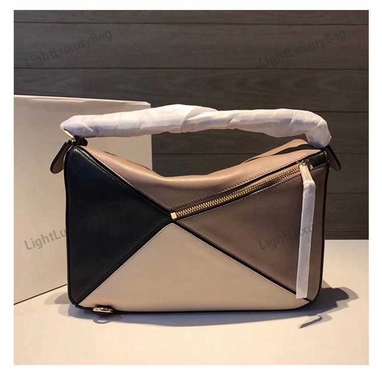 

Leather Geometric Bag Splicing Cross-body Handbag Pillow Bags for Women Luxury Designer Handbag Bolsa Feminina Hot Selling, 14 28cm