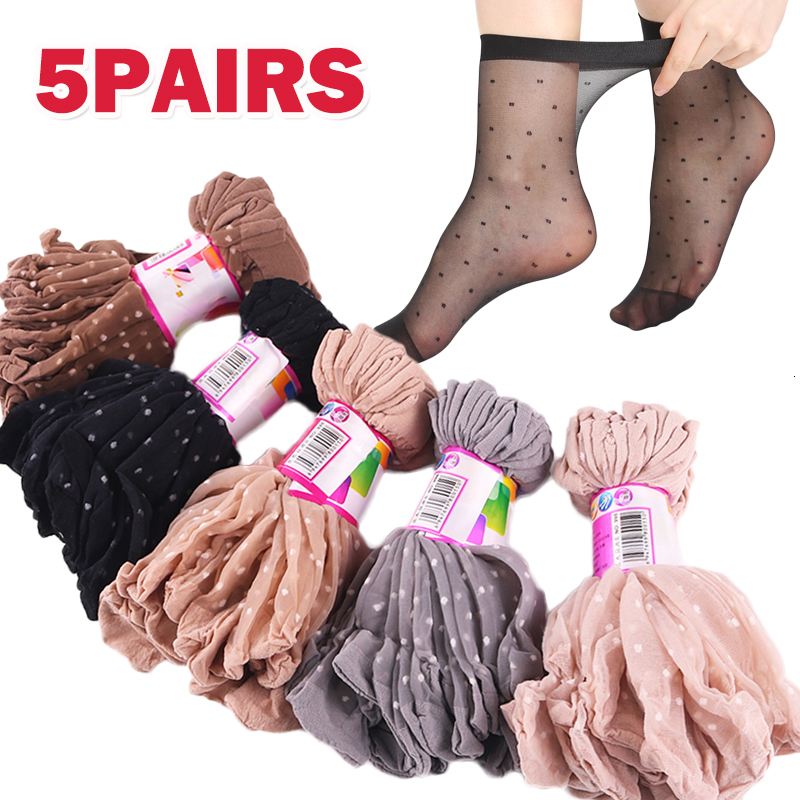 

Socks Hosiery 10pcslot Skin Color Dot Transparent Thin Women Crystal Silk Nylon Fashion Ladies Summer Short Ankle 230512, Grey