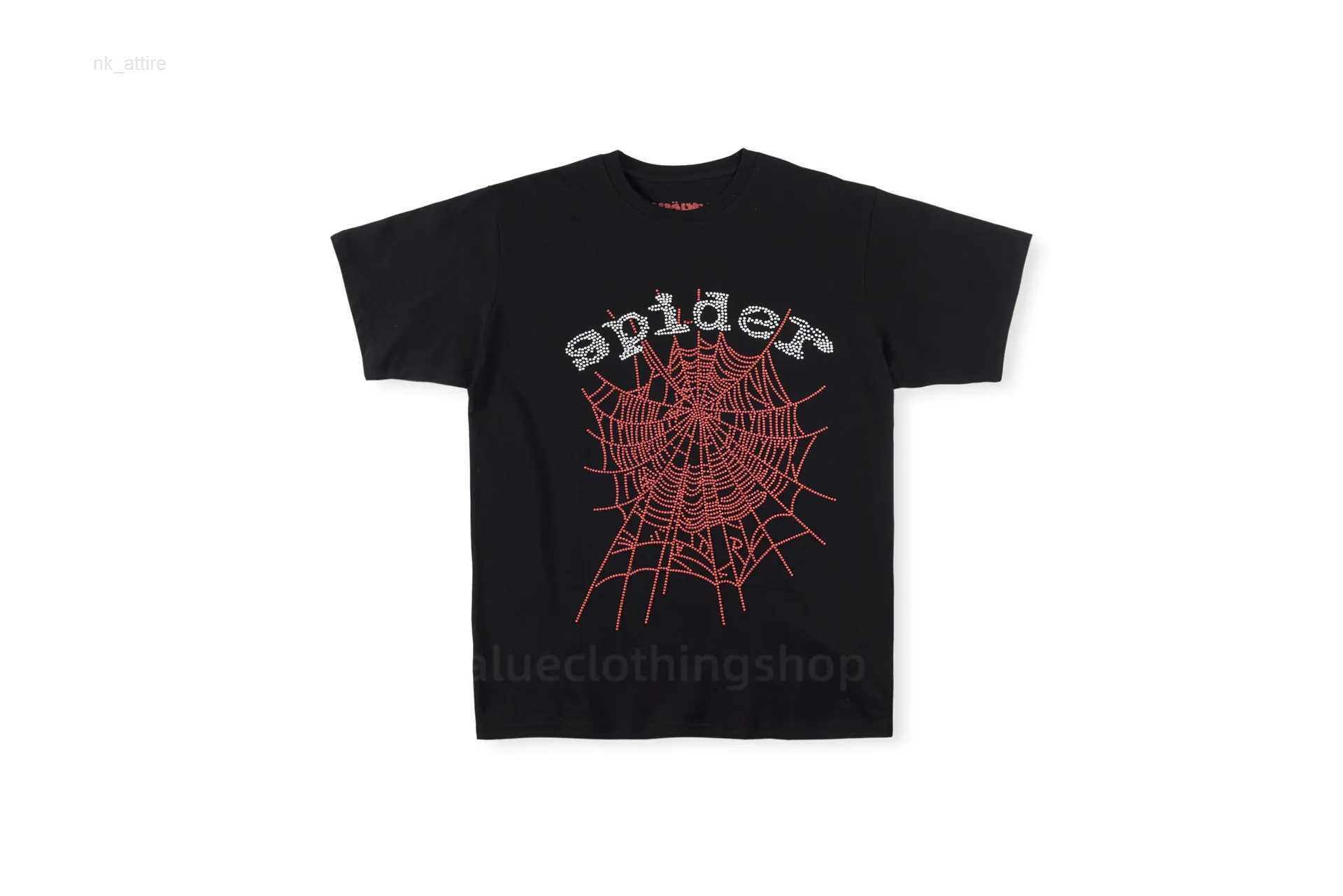 

23ss Men T Shirt Pink Young Thug Sp5der 555555 mans Women Quality Foaming Printing Spider Web Pattern Tshirt Fashion Top Tees