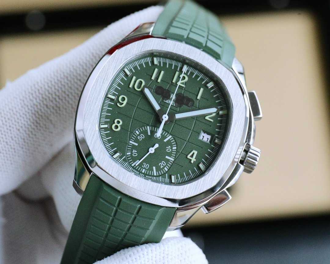 

Elegant sports chronograph wrist watches Peta P 5968 Men's Series Automatic Used Coffee Plate Designer Luxury Style 1p, 42mm khaki green plate 5168g-010