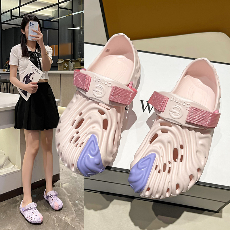 

Platform Sandals New Sports Trend Casual Hole Shoes Men and Women Summer Non-slip Outer Wear EVA Slippers CROS HA6922-3, Black