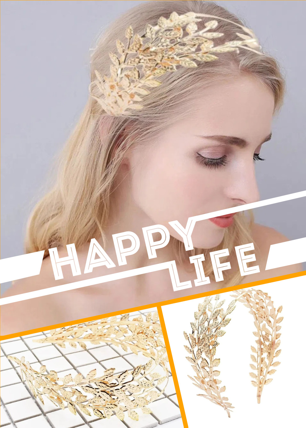 

FG-0065-A Bride Wedding Fashion Leaf Hair Band Alloy Double Layer Leaf Headwear Birthday Party Dress Headwear