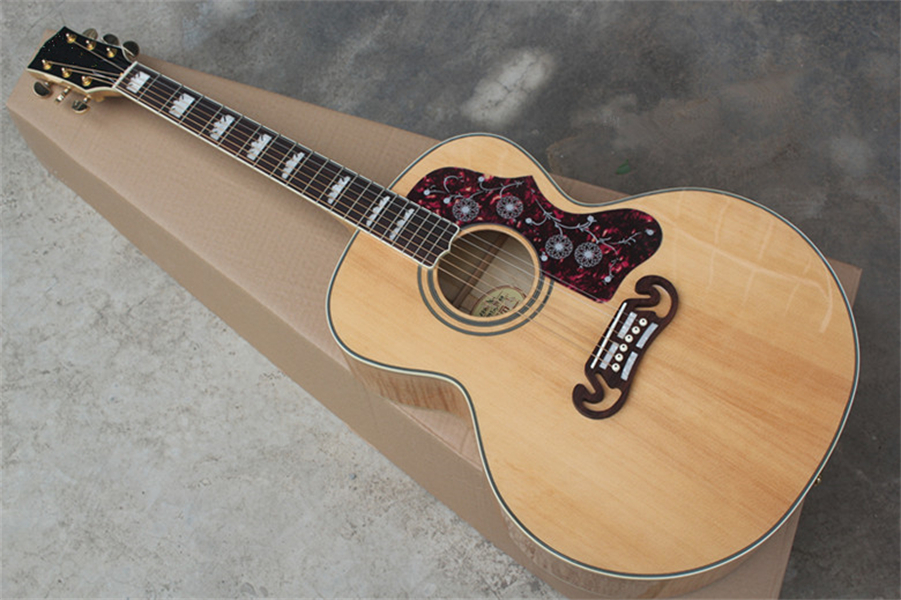 

Solid Spruce Top Tiger Falme Side Back 43 Inch SJ200 Burlywood Acoustic Guitar Rosewood Fingerboard Mahogany Neck High Quality