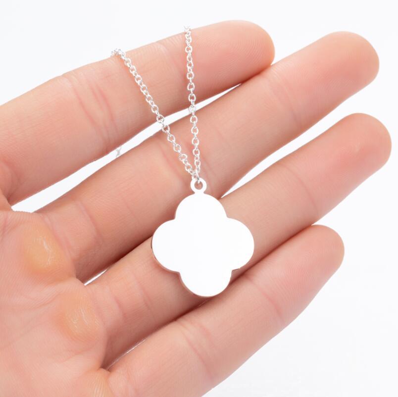 Special Oval Four Leaves Clove Pendant Necklaces Abstract Blossom Floral Stainless Steel Christian Clavicle Jewelry for Lovers Friends-image-864955671