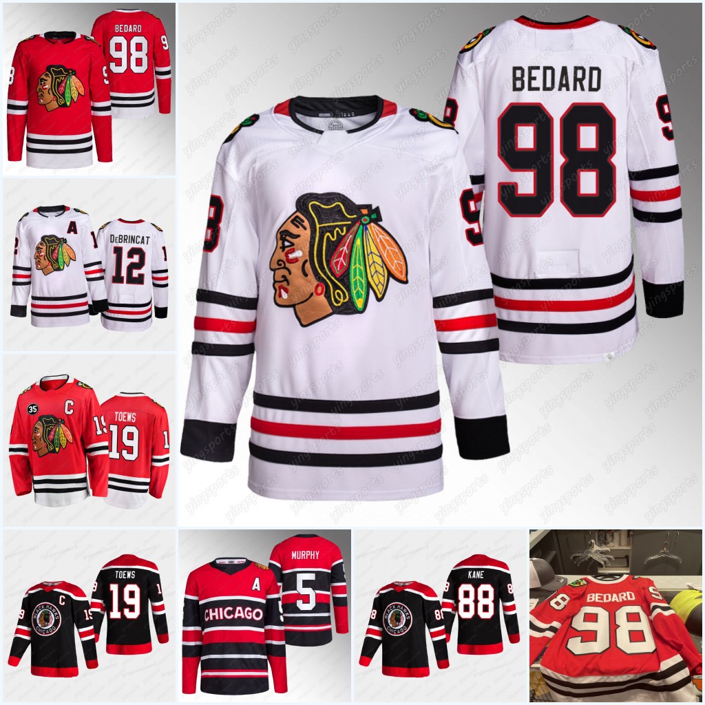 

#98 Connor Bedard Hockey Jersey young superstar 19 Jonathan Toews Chicago 88 Patrick Kane Black hawks Chris Chelios Jeremy Roenick Bobby Hull Chris Chelios Esposito, Black1 as picture womens s-xxl