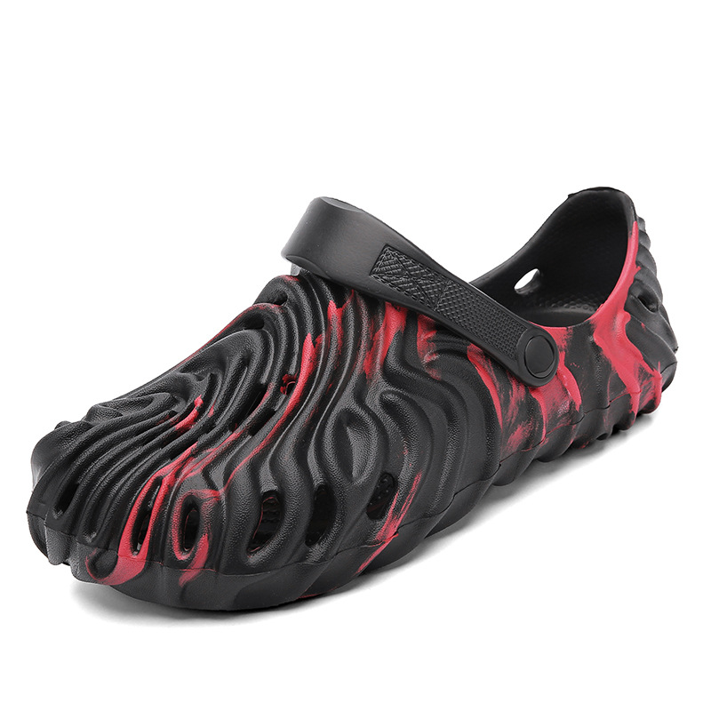 

Fingerprint Sandals Trendy Casual Couple Style Slip Resistant Beach Shoes Thick Soles Lightweight Hole Shoes CORS HA691-8, Light gray