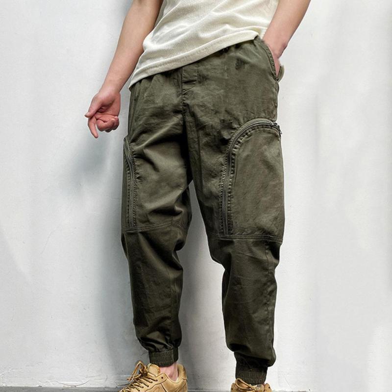 

Men's Pants Men Elastic Waist Trousers Easy To Wash Mid Stylish Zipper, Black