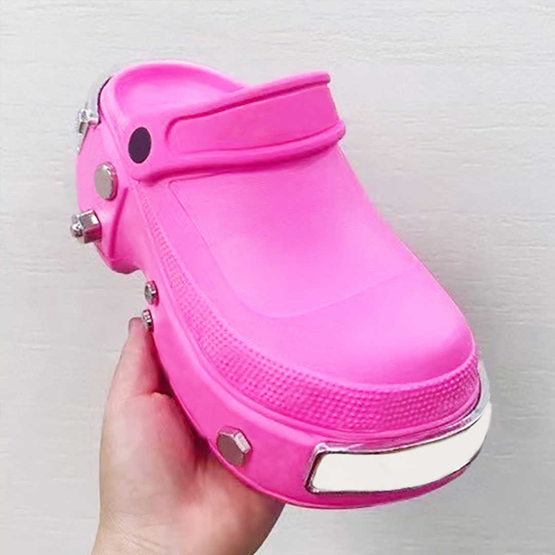 

Sandals Summer Women Platform Hardcroc Mule Shoe Height Increasing Slippers Slip On For Girl Beach Shoes Fashion Lady Slides 35-44 NO444