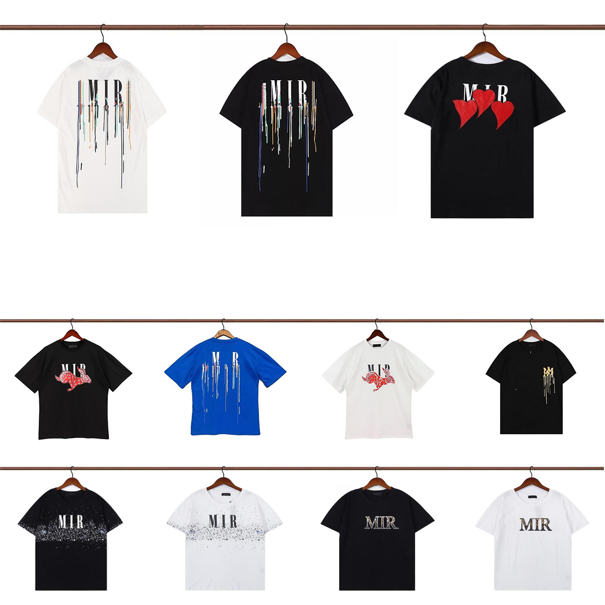 

Limited edition Amirs designer t shirt of 2023 rabbit year new couples tees street wear summer fashion shirt splash-ink letter print design couple short sleeves, 19