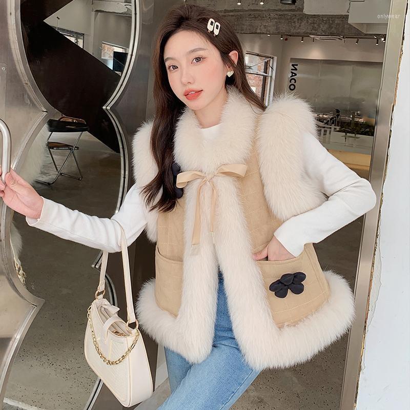 

Women's Fur Vintage Vest Women Autumn Winter Thicken Warm Loose Cotton Faux Suede Short Jacket Coat