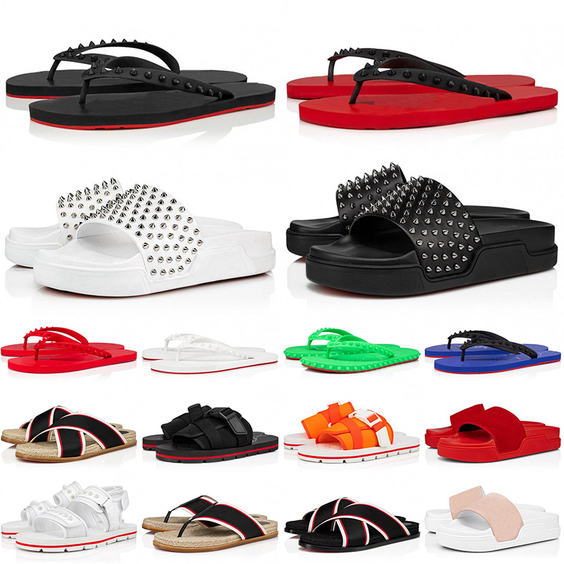 

2023 With Box Designer Red Bottoms Sandals for Mens Women Outdoor Loafers Rubber Slippers Thick Bottom Sandal Famous Luxury Slides Indoor Flip Flops 35-47