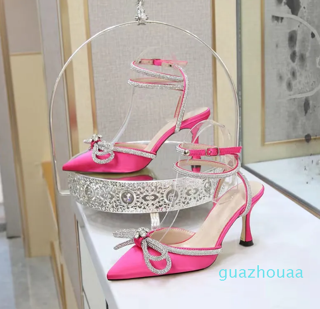 

Women Dress Shoes Womens Sandals Silk Satin Double Bow Pumps Luxury Wedding Party Bow High Heel size 34-40, Item #1