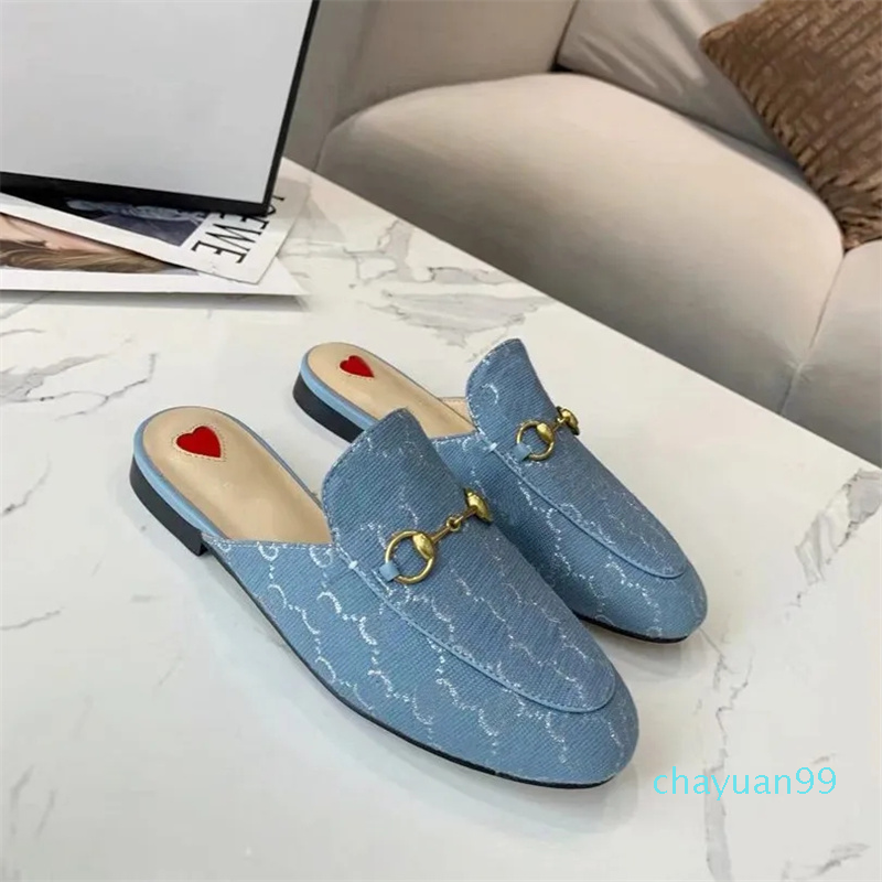 

Designer Mules Slippers Women Loafers Leather Sandals luxury Casual Shoes half drag Princetown Metal Chain Shoe cowhide Slipper, 18