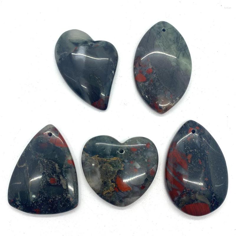 

Charms 5pcs Natural Bloodstone Pendant Smooth Marquise Heart Love Round Grey Mineral Fine Necklace For Making Bracelets And Necklaces