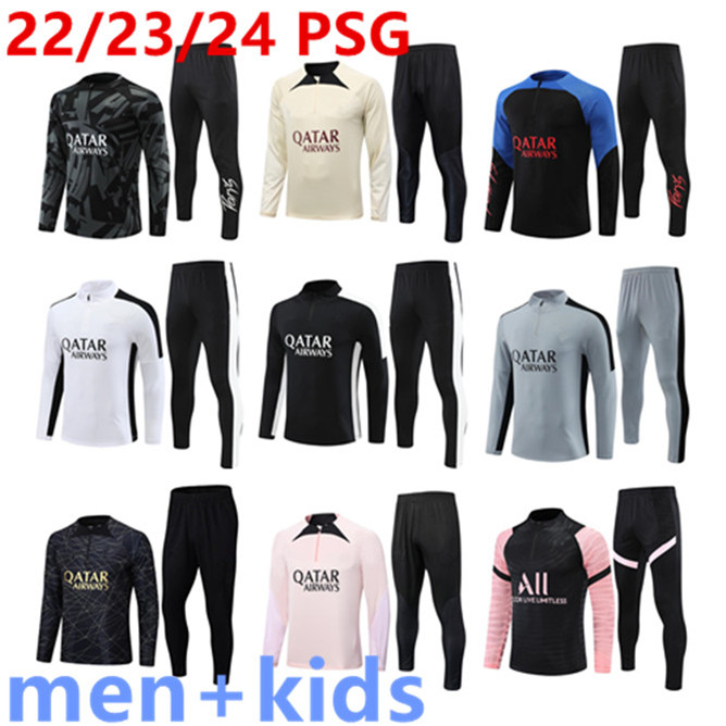 

22 23 24 PSGs Paris tracksuit 22 2023 2024 MBAPPE kids men paris training suit long sleeve Football soccer Jerseys kit uniform chandal adult boys, 15