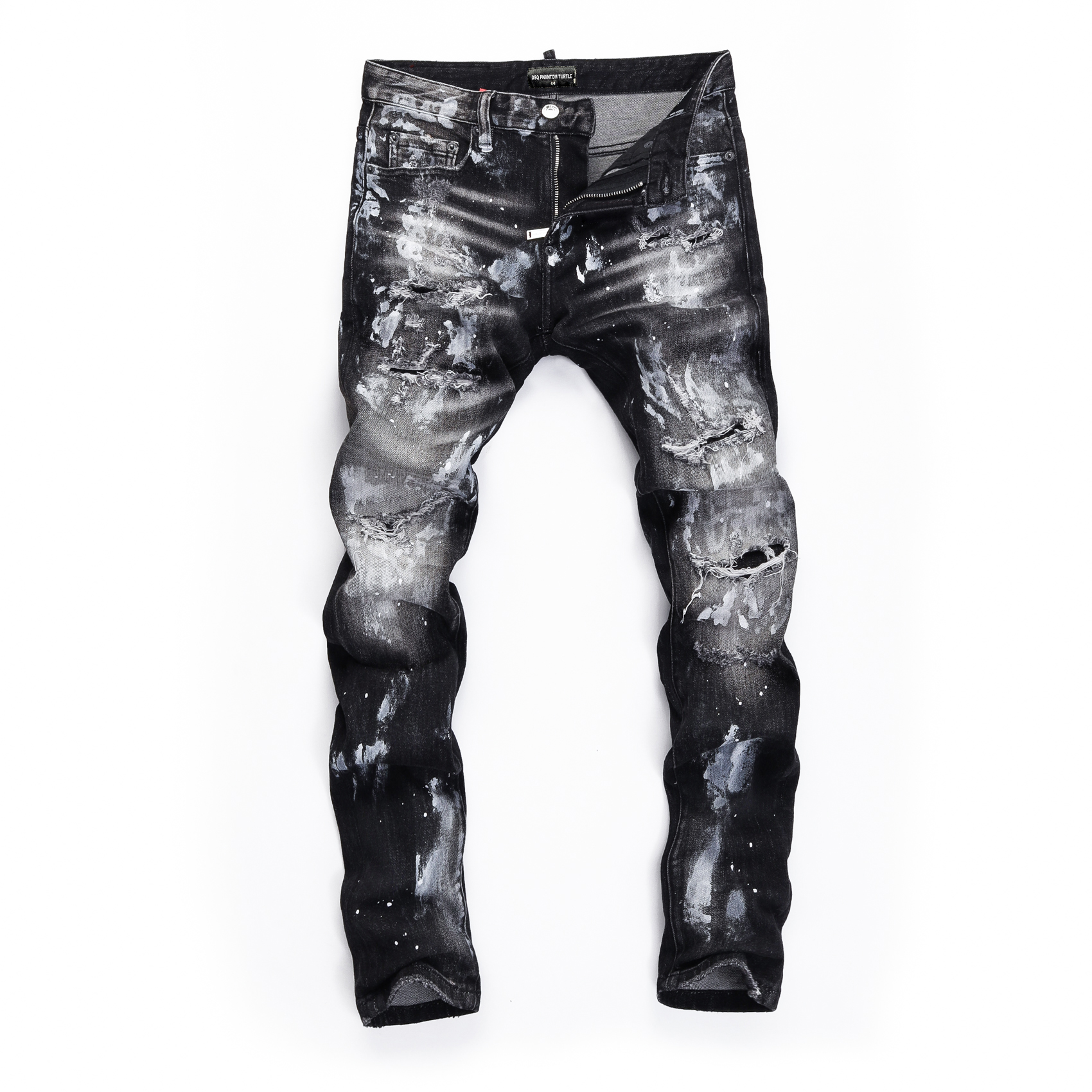 

DSQ PHANTOM TURTLE Men's Jeans Mens Italian Designer Jeans Skinny Ripped Cool Guy Causal Hole Denim Fashion Brand Fit Jeans Men Washed Pants 65668, As picture