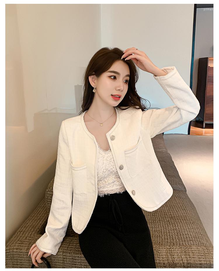 

Women' Jackets DALMAZZO Autumn French Vintage Tweed Woolen Plaid Short Jacket Women Fall Single Breasted Slim Outerwear Cropped Coat Female, Picture color