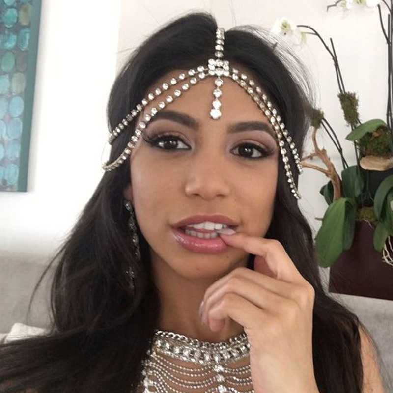 

Bling Crystal Hair Clip Tassel Multi-layer Hairpin New Hairgrip Bohemian Full Diamond Forehead Chain Barrette Hairdressing Accessories Head Headdress Jewelry