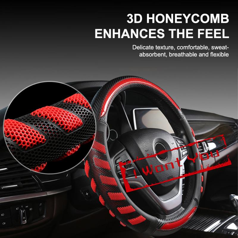 

Interior Decorations Universal 15" Steering Wheel Cover Non-Slip Honeycomb Breathable 38cm Car Covers Styling Decoration